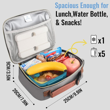 Genteen Lunch Box for Kids, Boys - Insulated Small LunchBox Reusable, Zip Closure & Buckle Handle, Portable Cooler for Work, School, Travel (Lake Green)