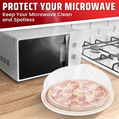 Flexzion 10.5 Inch Microwave Splatter Cover - BPA-Free Anti-Splatter Microwave Cover with Adjustable Steam Vent, Dishwasher Safe, Transparent Plastic Food Covers for Microwave Cooking