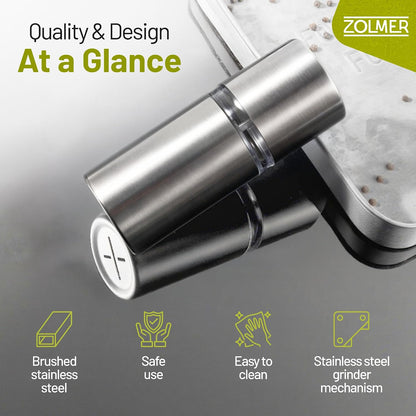 Spice Grinder with Storage Container for Fine Nutmeg Powder - SIlver