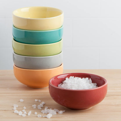 Now Designs Canyon Ceramic Pinch Bowl Set, Soy Sauce Dish, Set of 6, 2 oz