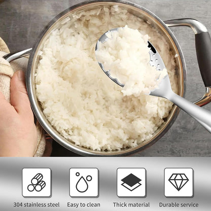 Comicfs Rice Paddle Spoon 304 Stainless Steel Thickened Rice Spoon Rice Spatula Non Stick Rice Scooper for Rice Mashed Potato Salads, Apply for Kitchen Home Restaurant Hotel Serving (Bright)