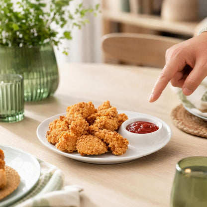 8.66-Inch Ceramic Dumpling Serving Plate with Built-in Sauce Dish Compact Food Plate for Noodles Snacks and Appetizers