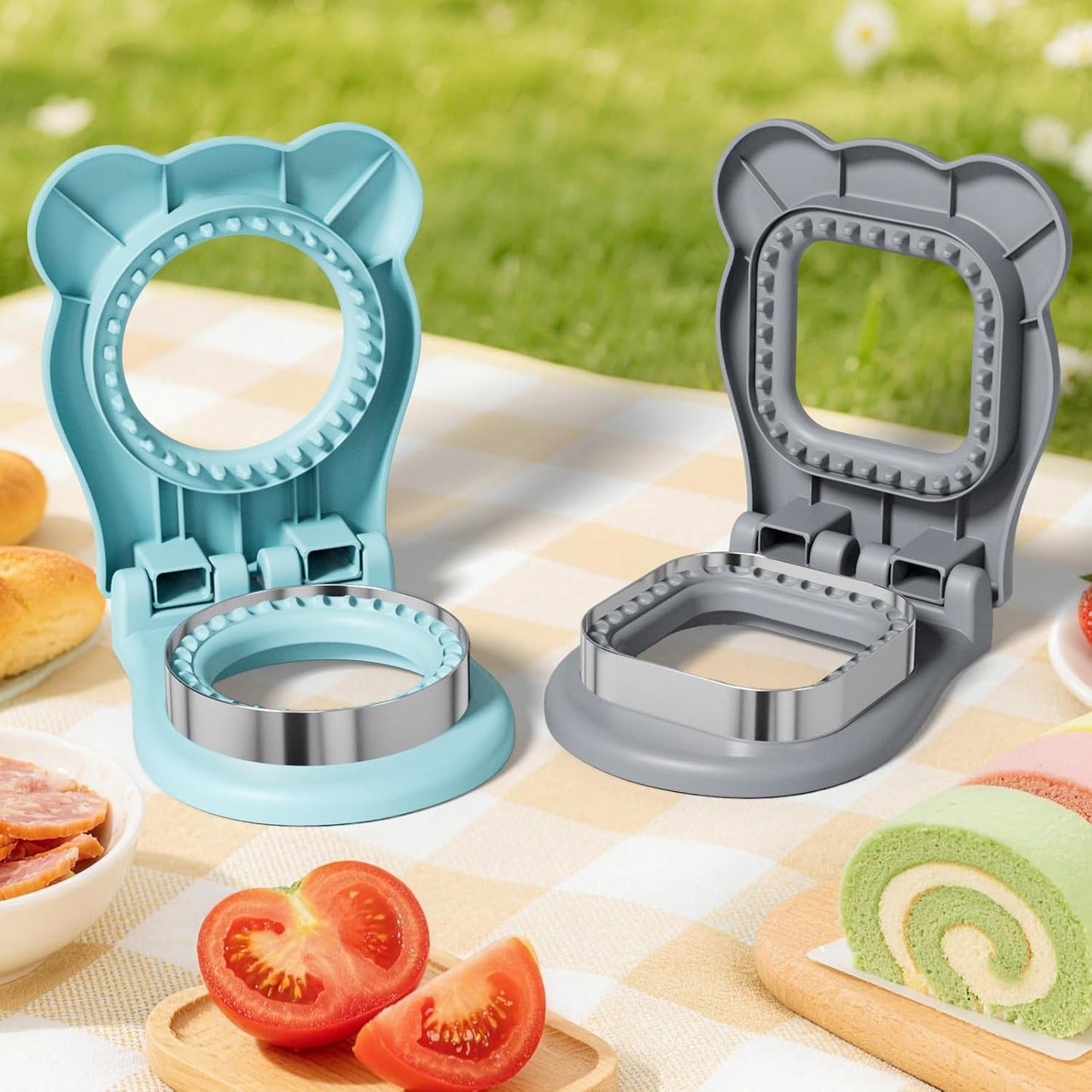 32PCS Sandwich Cutter and Sealer Set Sandwich Cutter for Kids, Vegetable Fruit Cutter Shapes with Food Picks for Kids School Lunch Bento Box Accessories Cookie Cutters