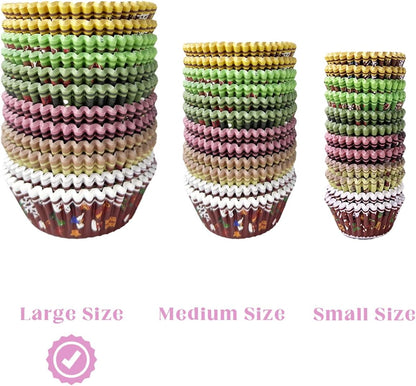 qiqee 300PCS Mini Gradient Cupcake Liners Cupcake Cups 6 Designs Blue Gradient Cupcake Papers Baking Cups Cupcake Wrappers (Small Size)