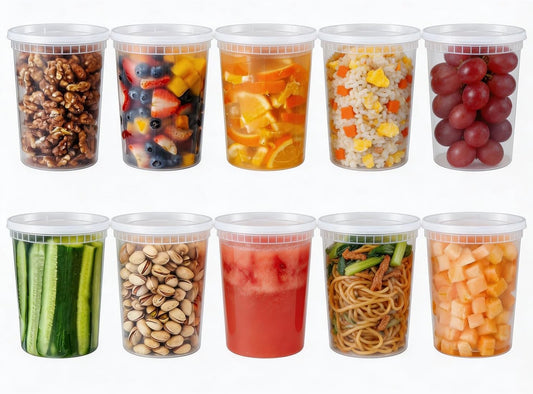 10 Sets 32 oz Plastic Deli Containers with Lids - Airtight, Leakproof Food Storage Containers, BPA Free, Freezer/Dishwasher/Microwave Safe, for Soup, Meal Prep, Takeout & Restaurant Use