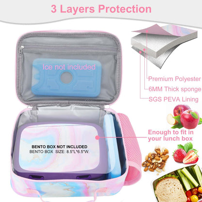 RHCPFOVR Kids Lunch Bag - Insulated Lunch Box for Boys Girls,Washable Lunch Bag and Reusable Toddler Leak-proof Lunchbox for School and Daycare - Colors A