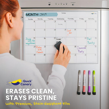 Magnetic Weekly Planner for Fridge - 17x12” Stain-Resistant Dry Erase Whiteboard Fridge Calendar with Large Writing Space for Schedules, Chores & Meals - Includes 4 Markers & Eraser