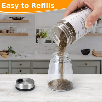 Accmor Salt and Pepper Shaker with Adjustable Pour Holes Spice Labels