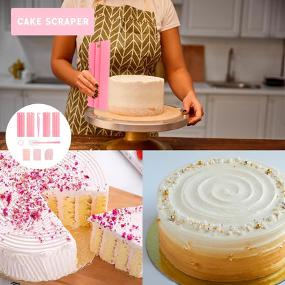 9PCS Cake Scraper Set with Cake Scraper Smoother Set, Adjustable Icing Scraper Polisher Tool, Cake Decorating Comb, Icing Smoother Plastic Sawtooth,Cake Icing Kitchen Baking Cake Edge(White)