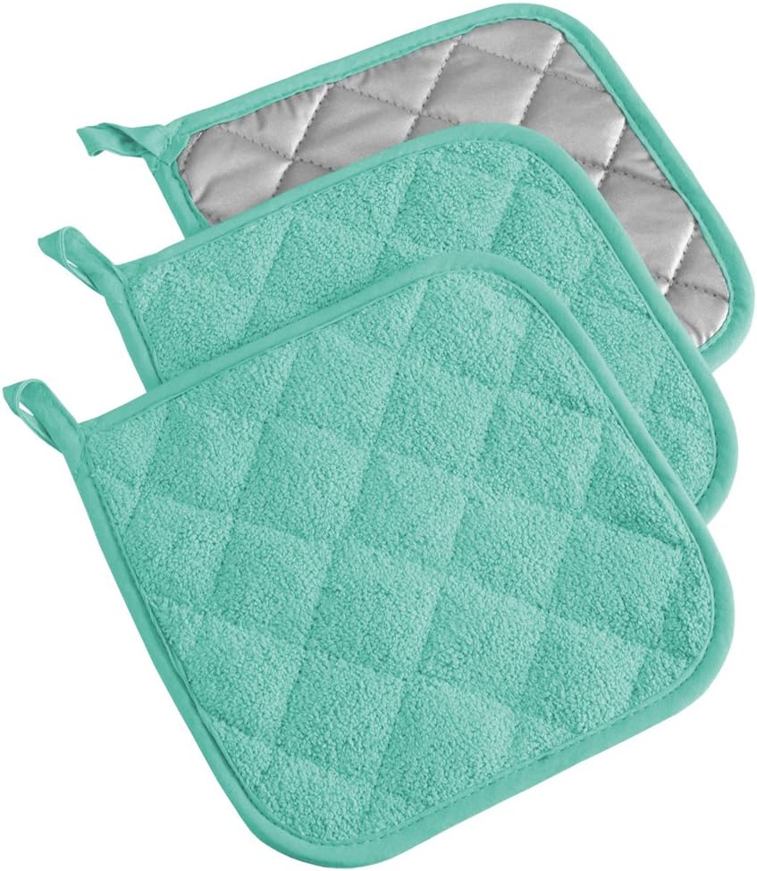 DII Basic Terry Collection Quilted 100% Cotton, Pan Handle, Nautical Blue
