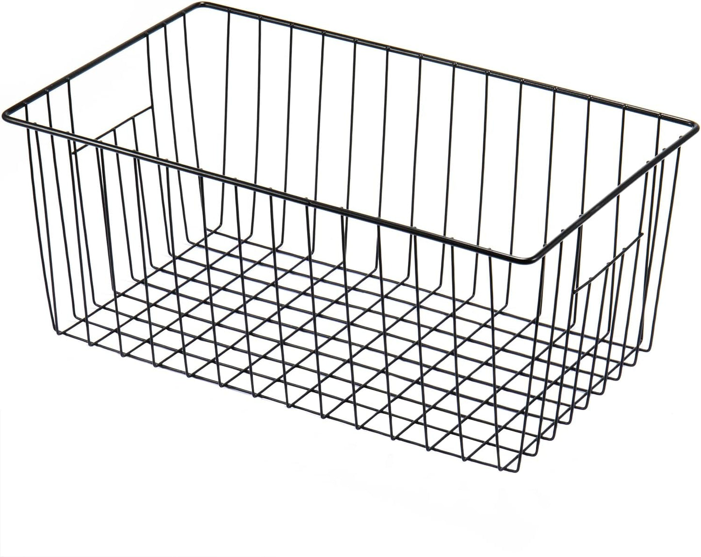 16inch Farmhouse Freezer Wire Baskets Organizer Storage Bins Large Organizer Baskets with Handles for Storage, Office, Kitchen, Pantry, Cabinet, Closets - Set of 6 (White 6)