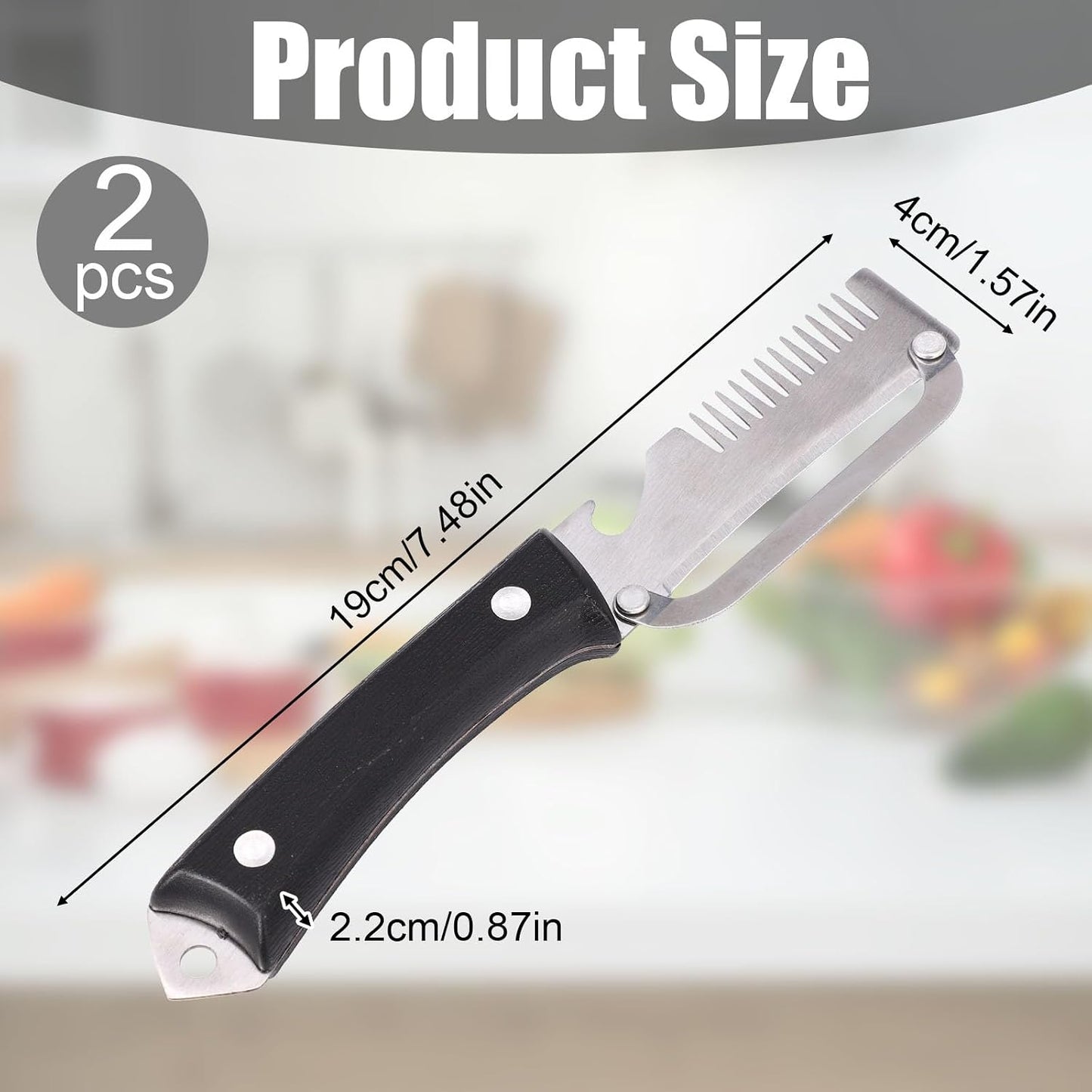 2pcs Multifunctional Vegetable Peeler, 3-in-1 Stainless Steel Fruit Peeler with Bottle Opener & Julienne Cutter Multi Functional Kitchen Gadget Knife Peeling Tool for Food Potato Apple Veggie Carrot