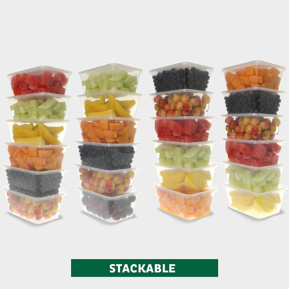 Freshware Food Storage Containers with Lids [60 Pack 8, 16, 32 oz, 20 sets each size] Plastic Deli Containers, Meal Prep Containers, Microwave and Freezer Safe, Stackable, Leakproof, BPA Free, Clear