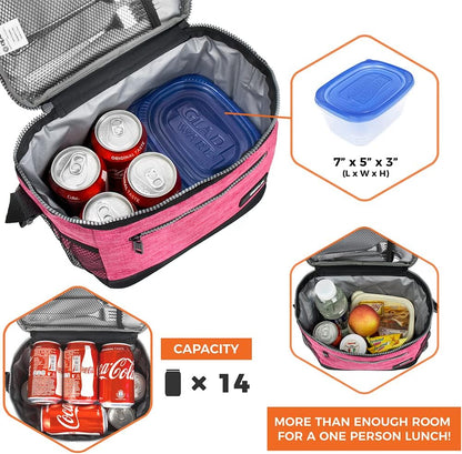 opux Insulated Lunch Box Men Women, Lunch Bag for Work School, Leakproof Soft Cooler Tote Adult, Large Lunch Pail Kids Boys Girls, Picnic Beach Food Bag with Shoulder Strap, Purple Floral