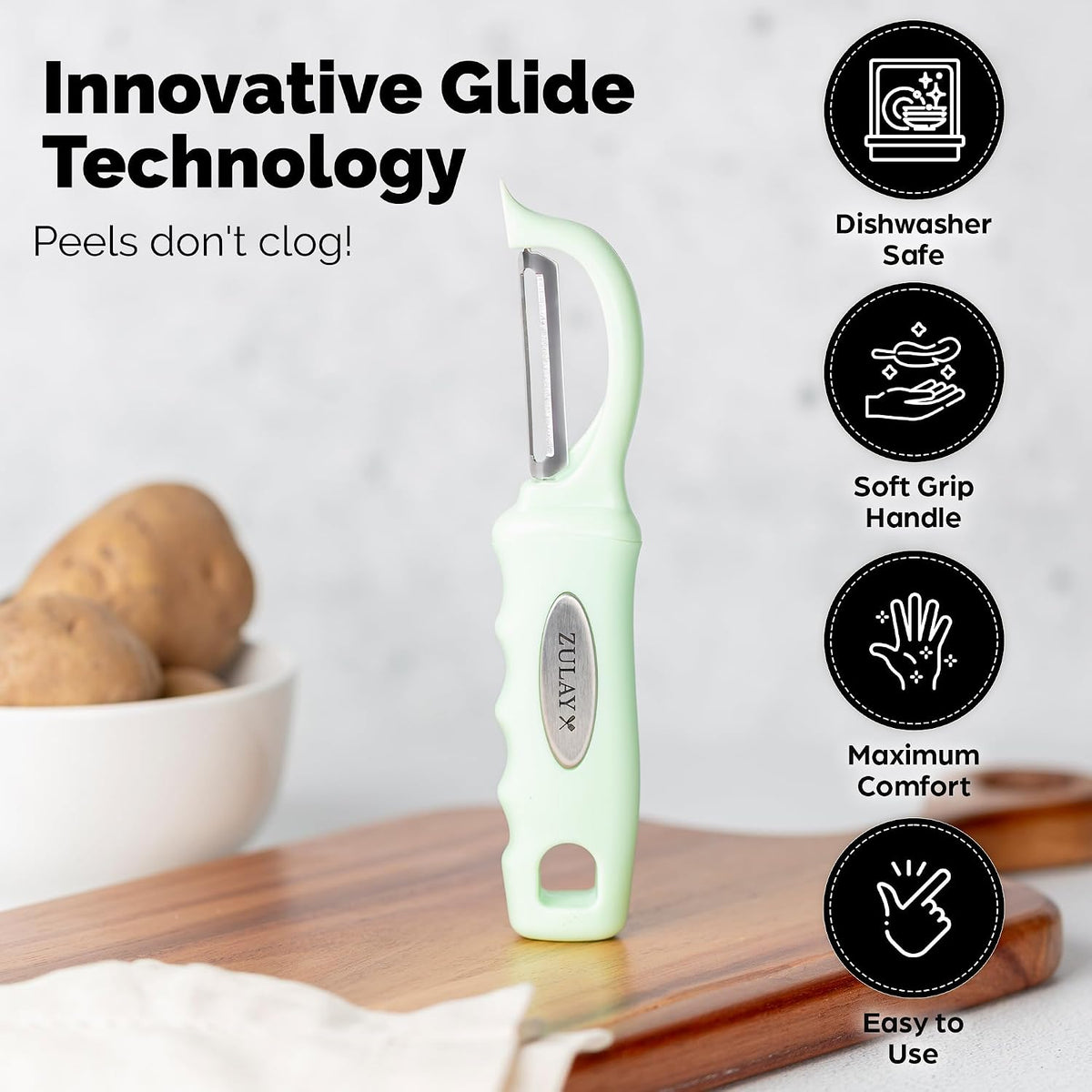 Zulay Kitchen Premium Potato Peeler, Vegetable Peeler for Kitchen, Black