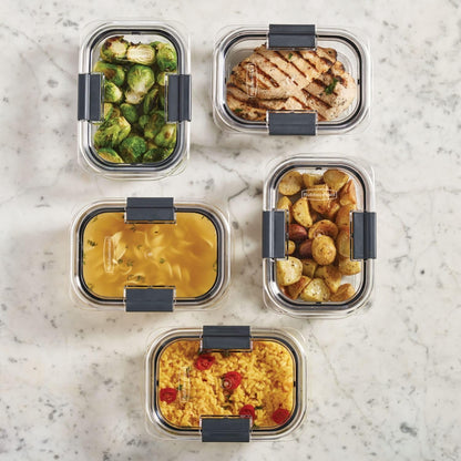 10-Piece Airtight Food Storage Containers Set, Leakproof with Lids, BPA-Free Clear Plastic Storage Containers for Kitchen Pantry Organization, Meal Prep, Leftovers – Microwave & Dishwasher Safe