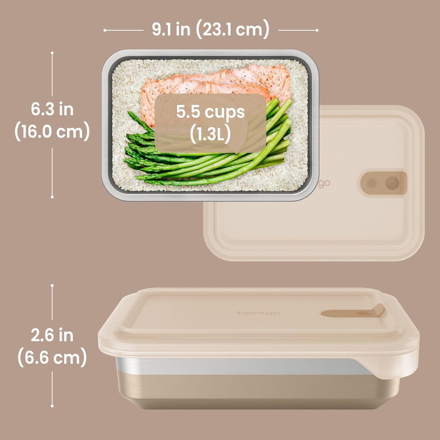 Bentgo MicroSteel Heat & Eat Container – Microwave-Safe, Leak-Proof & Airtight, Easy-to-Clean Lightweight Stainless Steel Reusable Food Storage with Silicone Lid (Snack Size; 2-Cup Capacity; Rose)