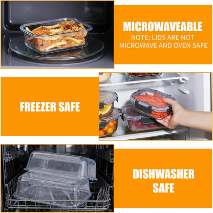 DANALLAN 30Pcs Glass Food Storage Containers with Lids Meal Prep Containers Airtight Leak Proof Bento Lunch Boxes Lunch Containers Sets Microwave Oven Freezer Dishwasher Safe