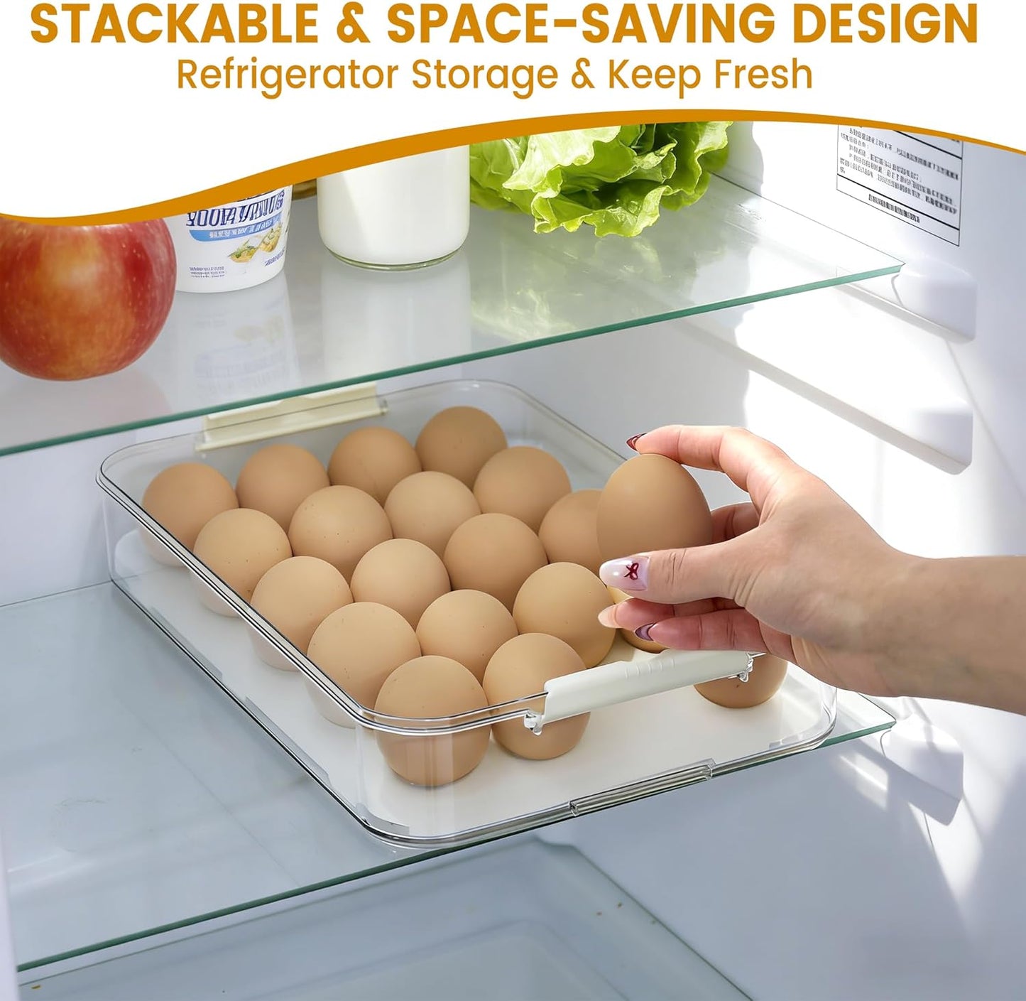 2-Layer Deviled Egg Containers with Lid, Plastic Deviled Egg Platter Tray Carrier with Handle for 40 Eggs, Clear Portable Stackable Egg Holder Storage for Fridge Party Picnic (2 layers)