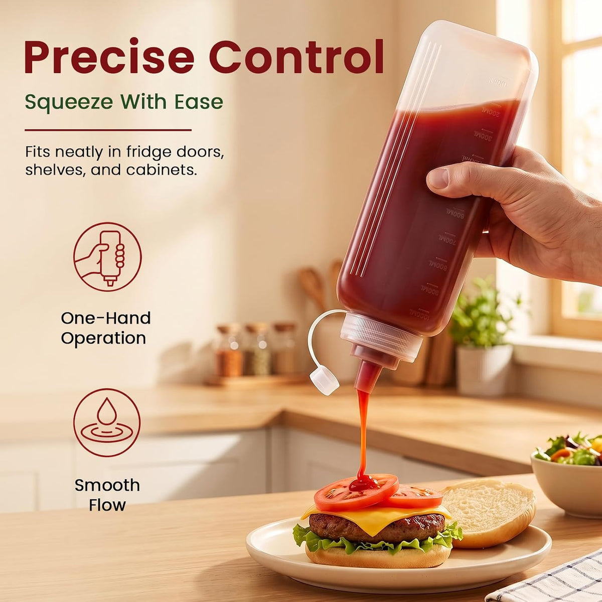 OAMCEG 20oz Condiment Squeeze Bottles, Plastic Sauce Bottles(0.6L)