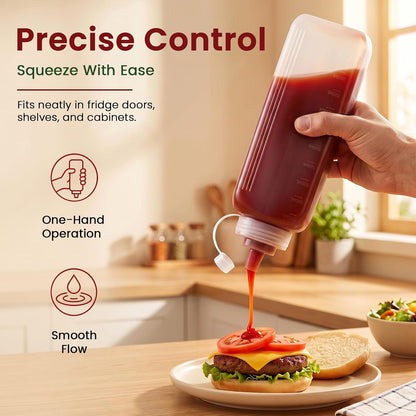 OAMCEG 20oz Condiment Squeeze Bottles, Plastic Sauce Bottles(0.6L)