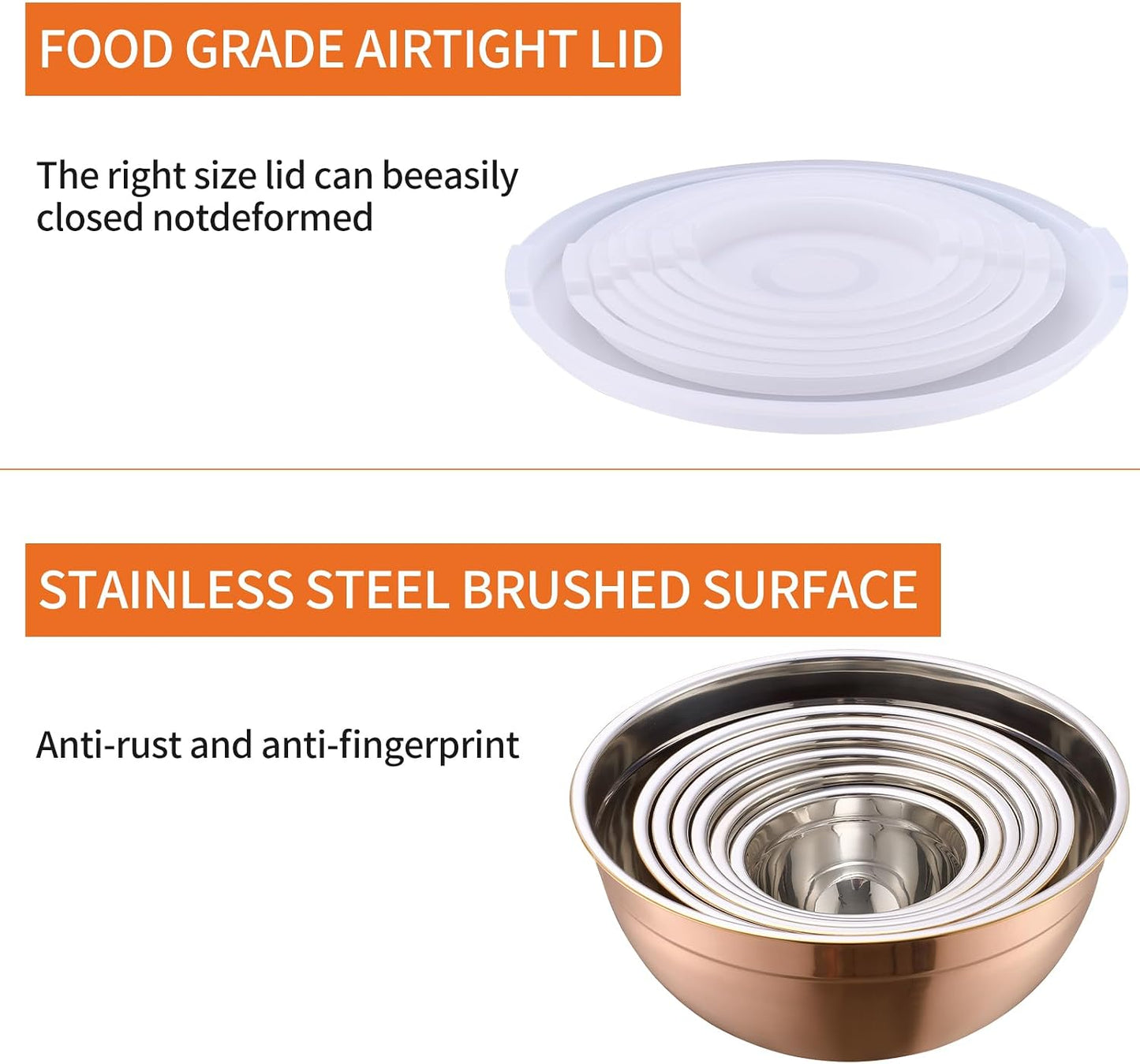 Pink Mixing Bowls with Airtight Lids, Stainless Steel Nesting Mixing Bowls Set of 7, Ideal for Baking, Prepping and Serving Food, Size 7, 3.6, 2.7, 2.1, 1.5, 1.1,0.8 QT, Stackable Design