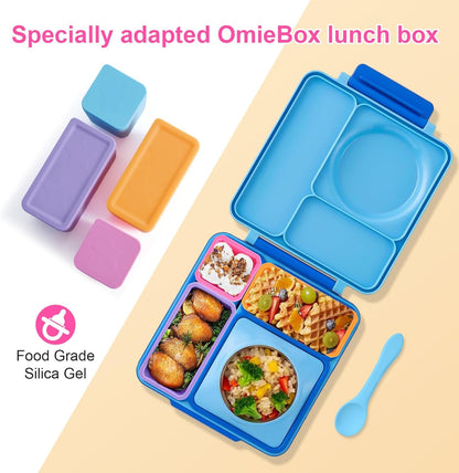 4 Pack Silicone Lunch Containers Compatible with OmieBox, Leak-Proof Bento box Accessories, Silicone Dips Containers with Lids, Fit for Most Lunch Boxes