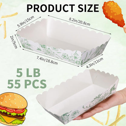 woric 54 Pcs Mexican Taco Food Trays, Disposable Mexican Nacho Paper Plates Popcorn Snack Candy Fries Tray for Birthday Carnival Easter Supplies