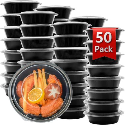 Meal Prep Containers Reusable 10 Pack-28 oz Food Storage Containers with Lids To Go Food Containers Takeout, Microwave Dishwasher Freezer Safe, Stackable, BPA Free, Plastic (Black)