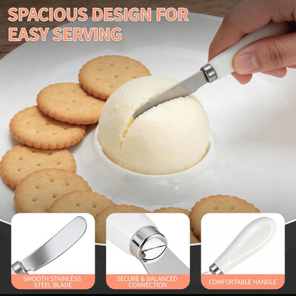 Cheese Ball Serving Dish Set, Cheese Ball Platter with Spreader Knife, White Ceramic, Spacious Design for Easy Serving Crackers and Bread Slices, Ideal for Parties and Entertaining