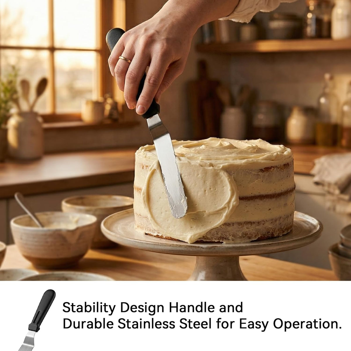 3 PCS Icing Spatulas, Offset Spatula, 6, 8 & 10 Inch