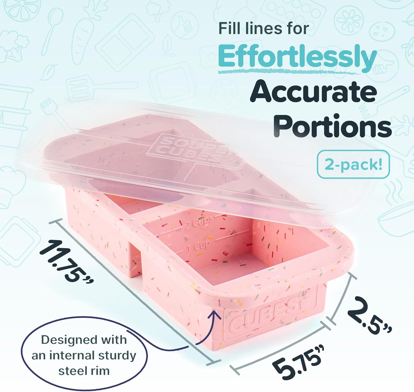 Souper Cubes 2 Cup Silicone Freezer Tray with Lid, Perfect for Storing Lasagna, Leftovers, Sauces, Portioned Meals and More, Silicone Freezer Mold for Meal Prepping - Blueberry - 1-Pack