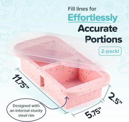 Souper Cubes 2 Cup Silicone Freezer Tray with Lid, Perfect for Storing Lasagna, Leftovers, Sauces, Portioned Meals and More, Silicone Freezer Mold for Meal Prepping - Blueberry - 1-Pack