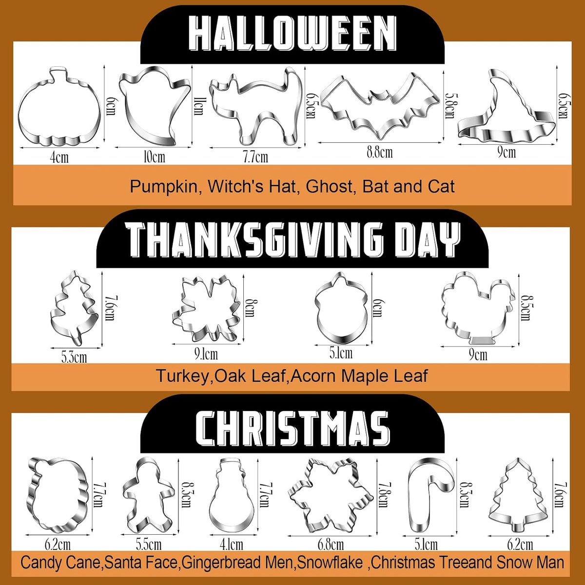 Layhit 15 Pcs Fall Holiday Cookie Cutters Set, Halloween Thanksgiving