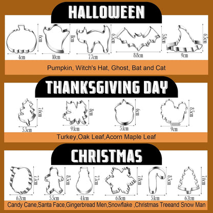 Layhit 15 Pcs Fall Holiday Cookie Cutters Set, Halloween Thanksgiving