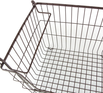 DII Metal Wire Mesh Stackable Utility Storage Bin, Small Round, 12x12x10", Bronze