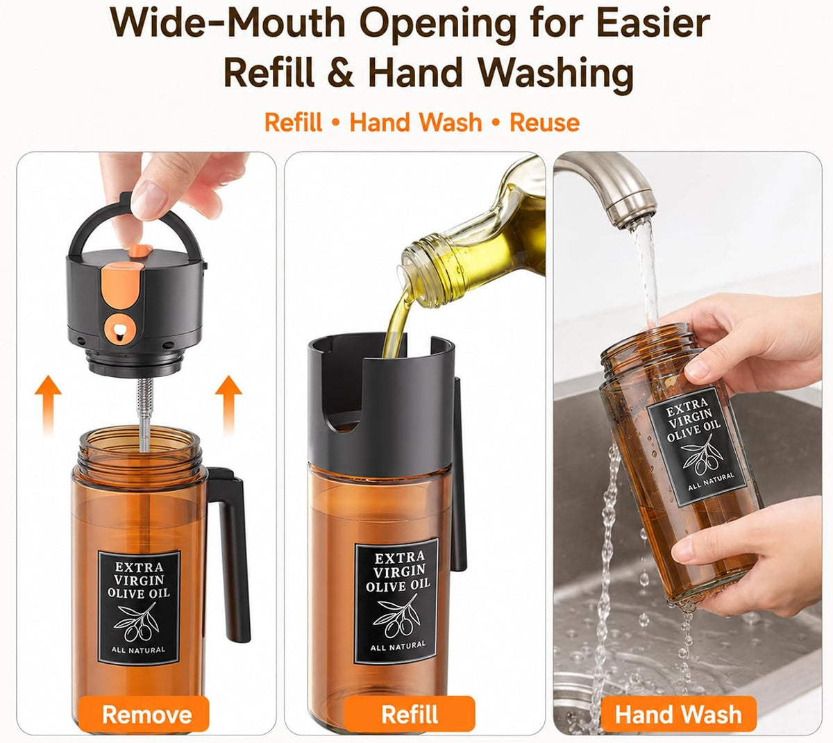 2-in-1 Oil Sprayer Dispenser, Beige, 500 ml