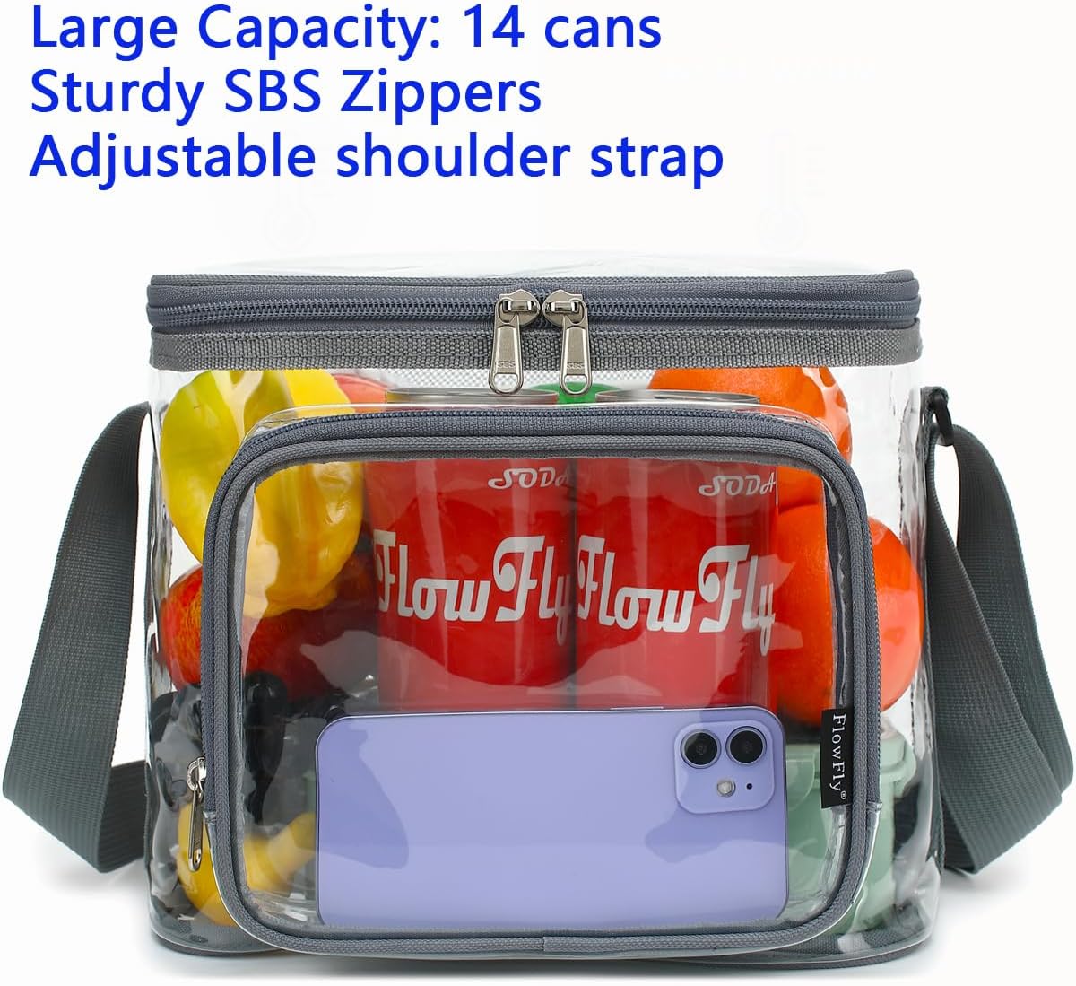 FlowFly Insulated Reusable Lunch Bag Adult Large Lunch Box for Women and Men with Adjustable Shoulder Strap,Front Zipper Pocket and Dual Large Mesh Side Pockets,Cherry - Colors B