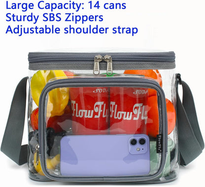 FlowFly Insulated Reusable Lunch Bag Adult Large Lunch Box for Women and Men with Adjustable Shoulder Strap,Front Zipper Pocket and Dual Large Mesh Side Pockets,Cherry - Colors B
