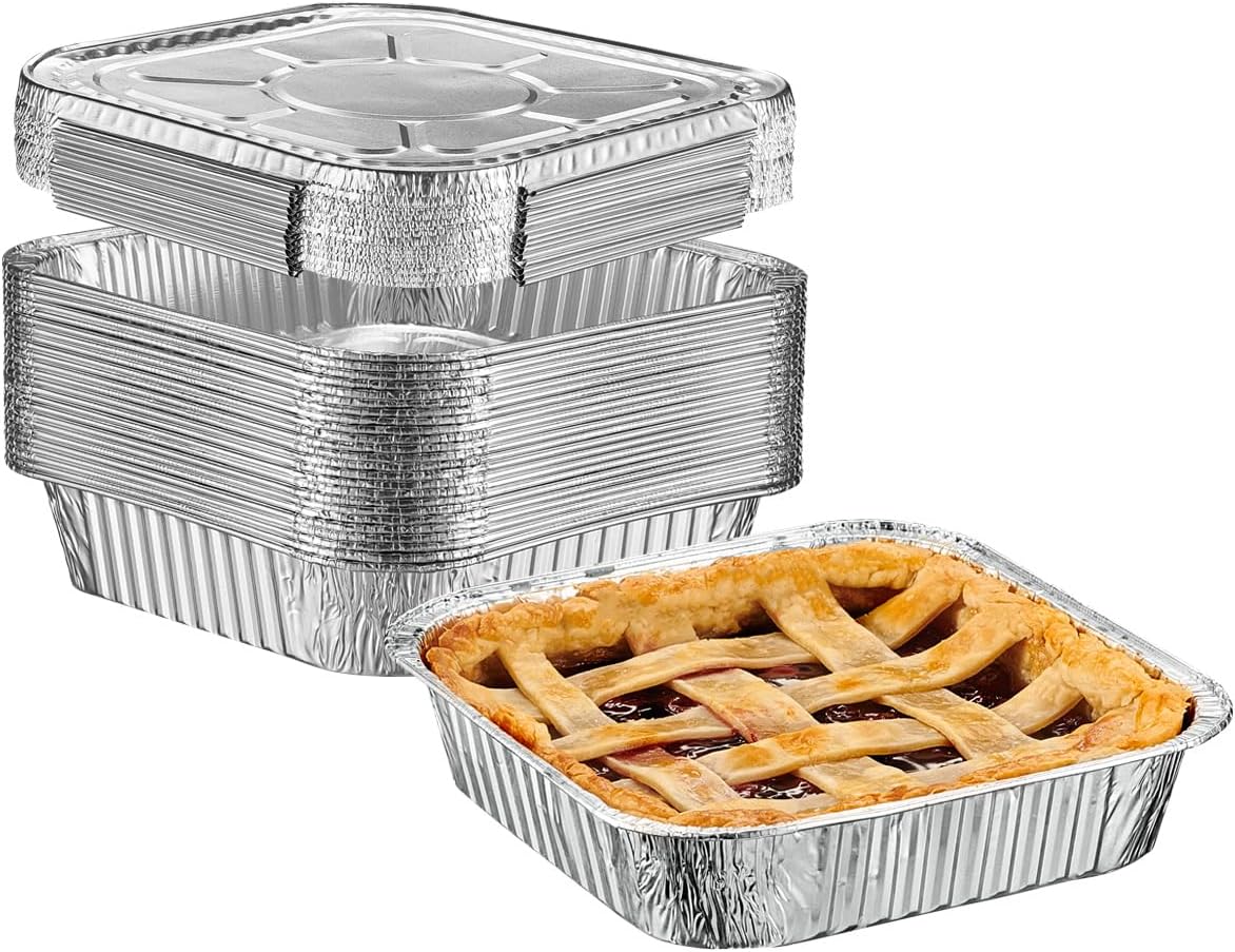 GUSTO [30 Count 9x13 Inch Aluminum Pans, Half Size Deep Steam Foil Pans - Table Pans for Baking, Cooking, Heating, Storing and Food Prepping - (Formerly Comfy Package)