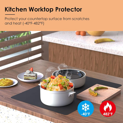 KitchenRaku Extra Large Silicone Mat for Kitchen Worktop Protector, Thickened Nonstick Heat Resistant Countertop Mat, Nonskid Placemat, Craft Mat, Table Mat (Grey, 23.6"x31.5")