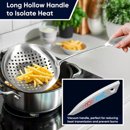 Newness Metal Fish Turner Spatula Stainless Steel for Kitchen Use, Small Griddle Egg Spatula, Flexible, Polished Metal, Corrosion Resistant, Kitchen Slotted Turner with Thin Edge Ideal for Turning,11"