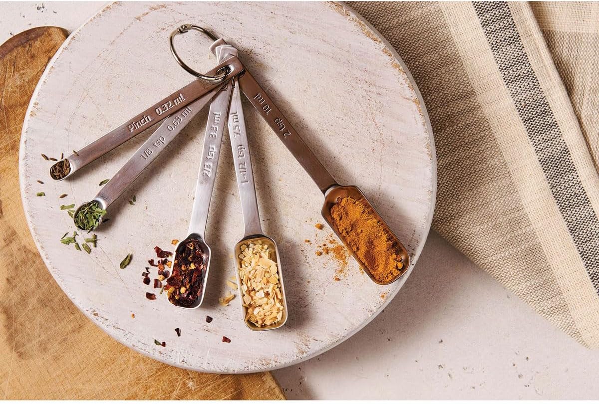 King Arthur Baking Company Spice Measuring Spoons, 18/8 Stainless Steel, 7-Piece Set, Precision Measures, For Baking And Cooking