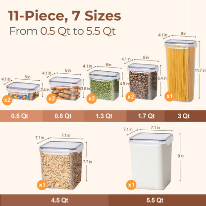 ComSaf Rice Container Set of 2(9.5L/10Qt), Large Airtight Food Storage Containers with Lid and Rice Washer, Plastic Canisters Sets for The Kitchen, Pantry Organizers for Flour, Cereal and Cooking