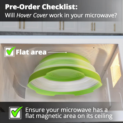 HOVER COVER Magnetic Microwave Splatter Cover - 12-Inch Collapsible - Gray