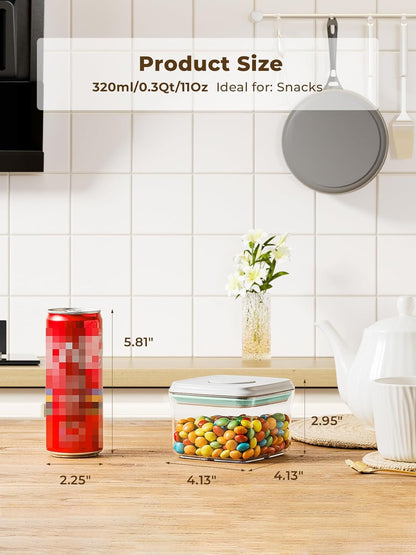 Airtight Food Storage Containers, 5 PCS Clear Pantry Organizers, BPA-Free Stackable Canisters with Measurement Marks & Pop-Top Lids for Cereal, Flour, Sugar, Rice, Pasta & Dry Food
