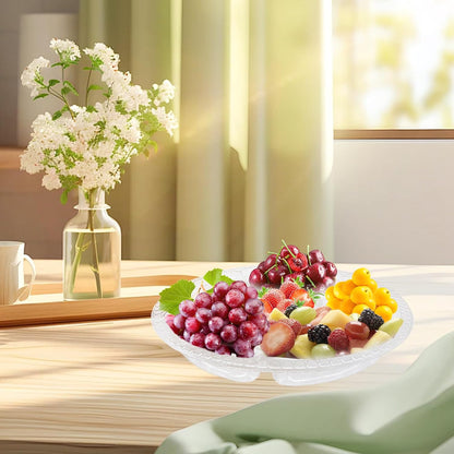 12 Pcs Round Plastic Serving Tray, Clear Round Plastic Veggie Tray with Lid, 12.4x1.97 Inch Disposable Food Storage Containers 6 Divided Compartment Container for Fruit Nut Snack