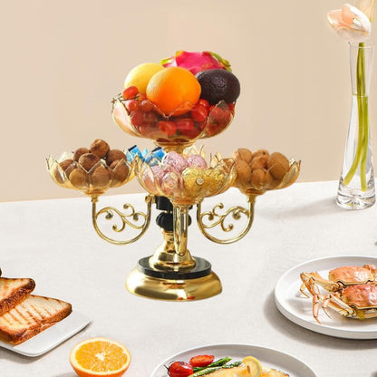 Flower Shape Appetizer Platter Rotating Snack Serving Tray Dried Fruit Plate Divided Serving Dishes for Home Living Room Cafe