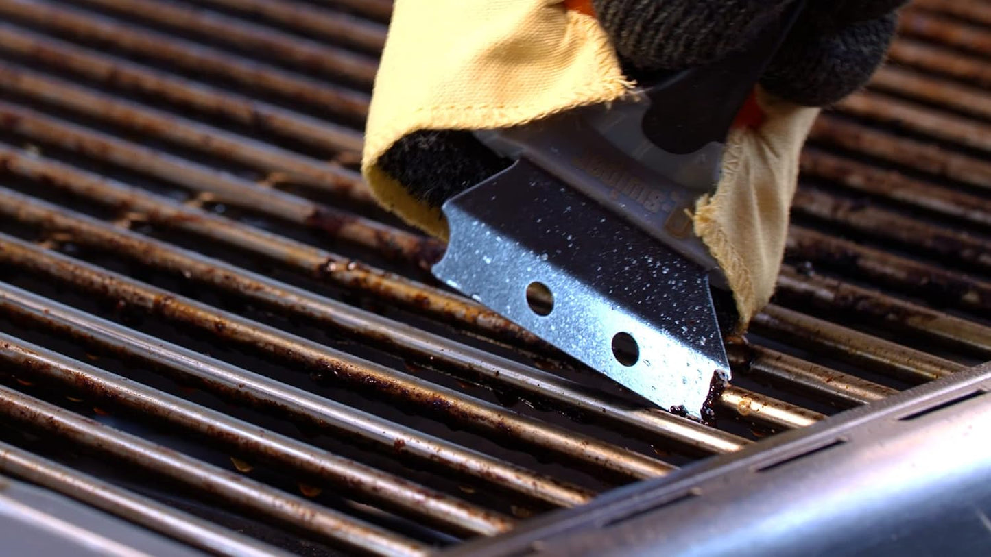 Q-Swiper Steam Clean BBQ Grill Cleaner Set - 1 Grill Brush with Scraper, 2 Heat Resistant Kevlar® Cloths, 1 Tray | Bristle Free | Safe Way to Steam away Grill Grease & Grime