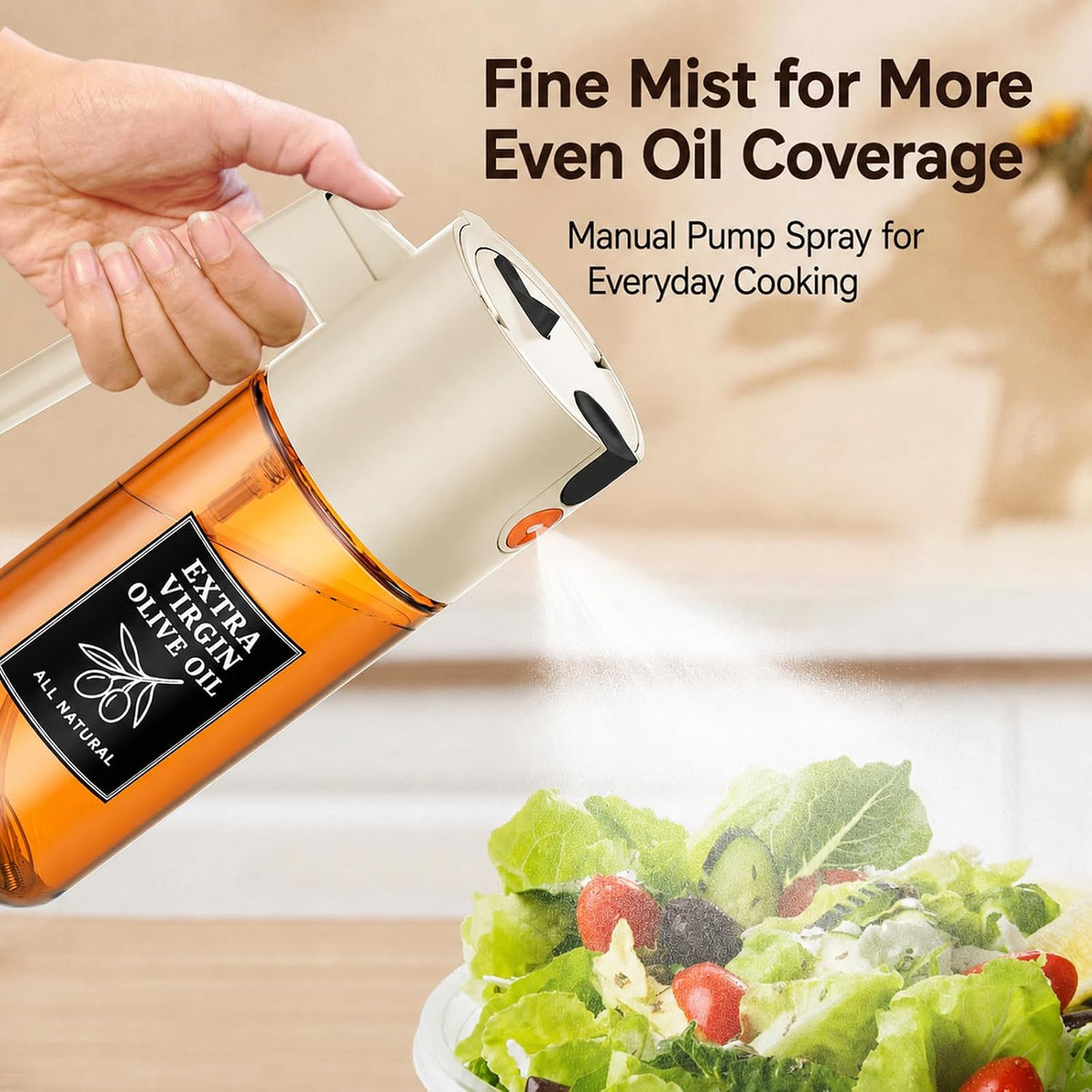 2-in-1 Oil Sprayer Dispenser, Beige, 500 ml